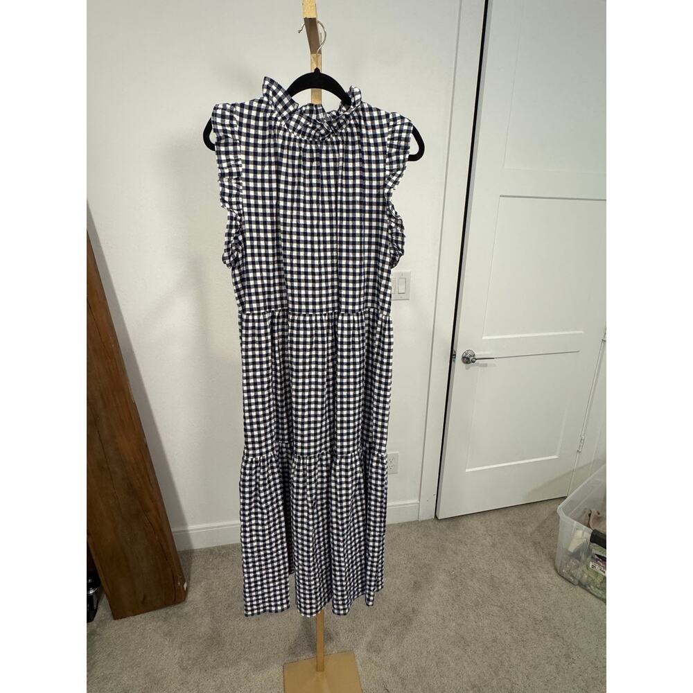 Felicite | Gingham Ruffle Neck Dress - Picture 3 of 8